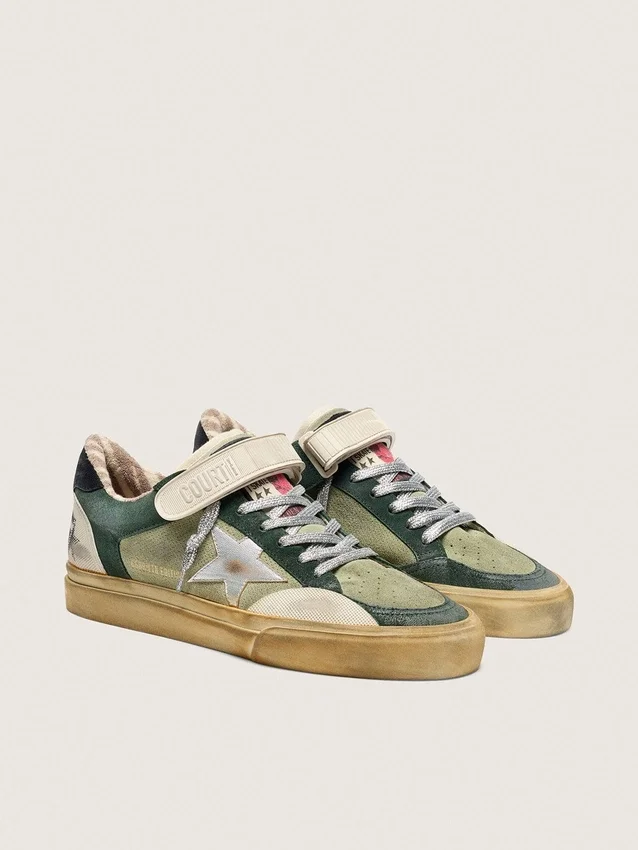 Ball Star LAB pour homme en daim vert avec étoile en cuir argenté et languette de talon en daim noir