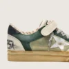 Ball Star LAB pour homme en daim vert avec étoile en cuir argenté et languette de talon en daim noir