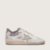 Ball Star LAB pour homme en nylon blanc et cuir de poney, avec étoile argentée et empiècements lilas