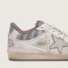 Ball Star LAB pour homme en nylon blanc et cuir de poney, avec étoile argentée et empiècements lilas