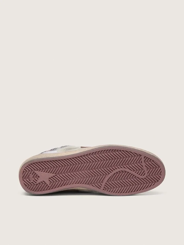 Ball Star LAB pour homme en nylon blanc et cuir de poney, avec étoile argentée et empiècements lilas