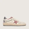 Ball Star LTD pour femme en cuir beige avec étoile en maille rose et languette de talon en cuir bleu