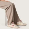 Ball Star LTD pour femme en cuir beige avec étoile en maille rose et languette de talon en cuir bleu