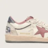 Ball Star LTD pour femme en cuir beige avec étoile en maille rose et languette de talon en cuir bleu