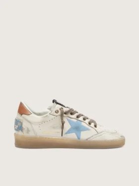 Ball Star LTD pour femme en cuir blanc avec étoile brodée bleu clair