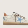 Ball Star LTD pour femme en cuir blanc avec étoile brodée bleu clair