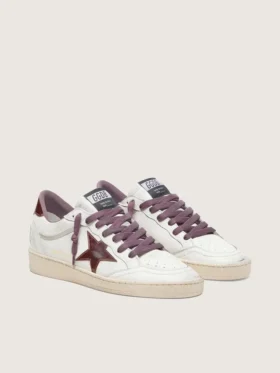 Ball Star LTD pour femme en cuir blanc avec étoile en cuir bordeaux