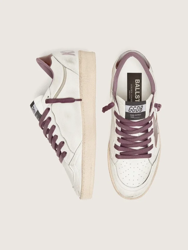 Ball Star LTD pour femme en cuir blanc avec étoile en cuir bordeaux
