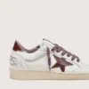 Ball Star LTD pour femme en cuir blanc avec étoile en cuir bordeaux
