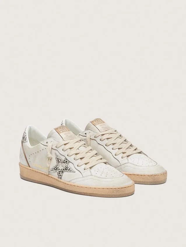 Ball Star LTD pour femme en cuir blanc avec étoile en cuir de poney à imprimé animalier