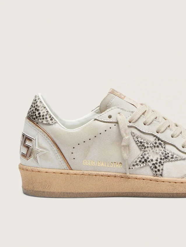 Ball Star LTD pour femme en cuir blanc avec étoile en cuir de poney à imprimé animalier