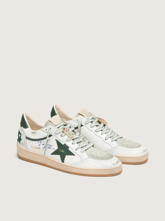 Ball Star LTD pour homme en cuir blanc avec étoile verte et Peaux