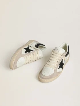 Ball Star LTD pour femme en cuir nappa avec étoile en cristal noir et empiècements en daim beige