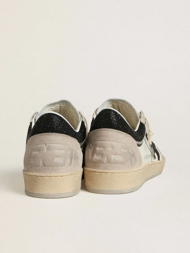 Ball Star LTD pour femme en cuir nappa avec étoile en cristal noir et empiècements en daim beige