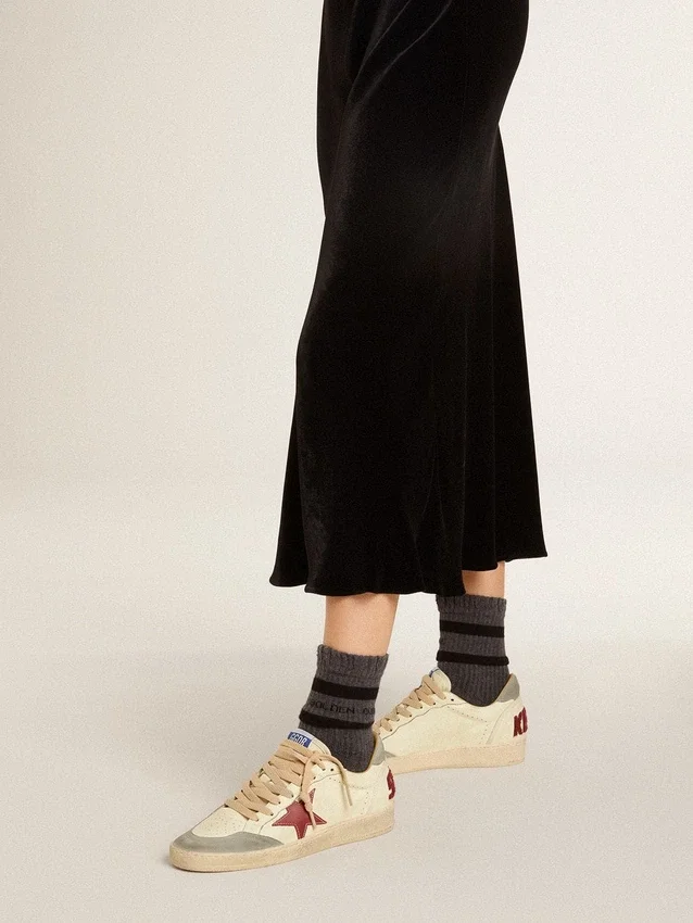Ball Star LTD pour femme en cuir nappa avec étoile en cuir et languette de talon en daim argenté