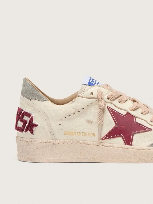 Ball Star LTD pour femme en cuir nappa avec étoile en cuir et languette de talon en daim argenté