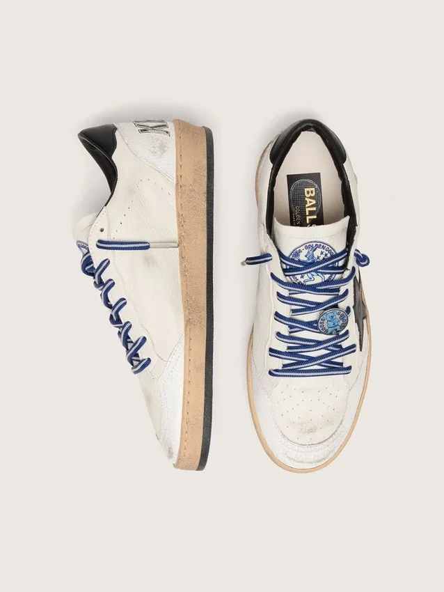 Ball Star LTD pour homme en cuir nappa blanc avec étoile et languette de talon en cuir noir