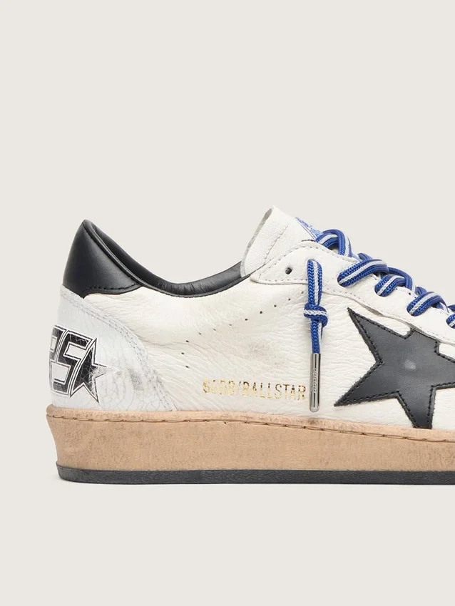 Ball Star LTD pour homme en cuir nappa blanc avec étoile et languette de talon en cuir noir
