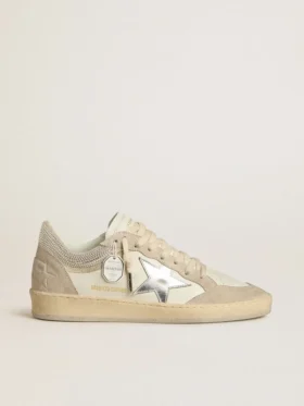 Ball Star LTD pour femme en cuir nappa et daim, avec étoile en cuir argenté et cristaux Swarovski