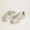 Ball Star LTD pour femme en cuir nappa et daim, avec étoile en cuir argenté et cristaux Swarovski