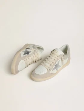 Ball Star LTD pour femme en cuir nappa et daim, avec étoile en cuir argenté et cristaux Swarovski