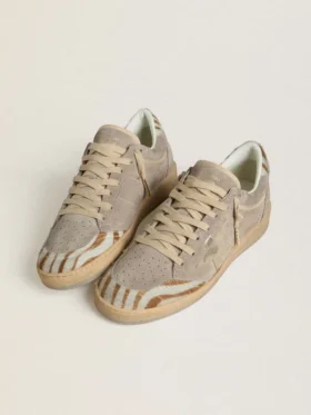 Ball Star LTD pour femme en daim avec étoile en cuir métallisé et languette de talon en peau de poney zébrée