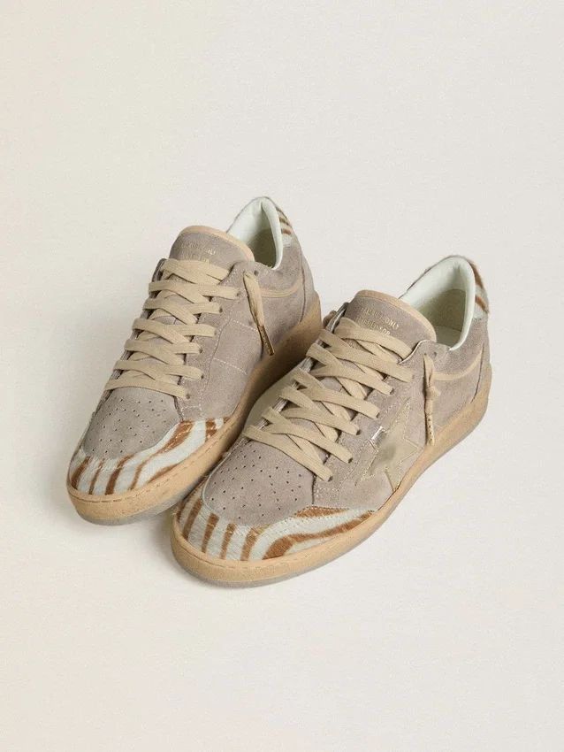 Ball Star LTD pour femme en daim avec étoile en cuir métallisé et languette de talon en peau de poney zébrée
