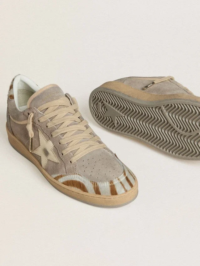 Ball Star LTD pour femme en daim avec étoile en cuir métallisé et languette de talon en peau de poney zébrée