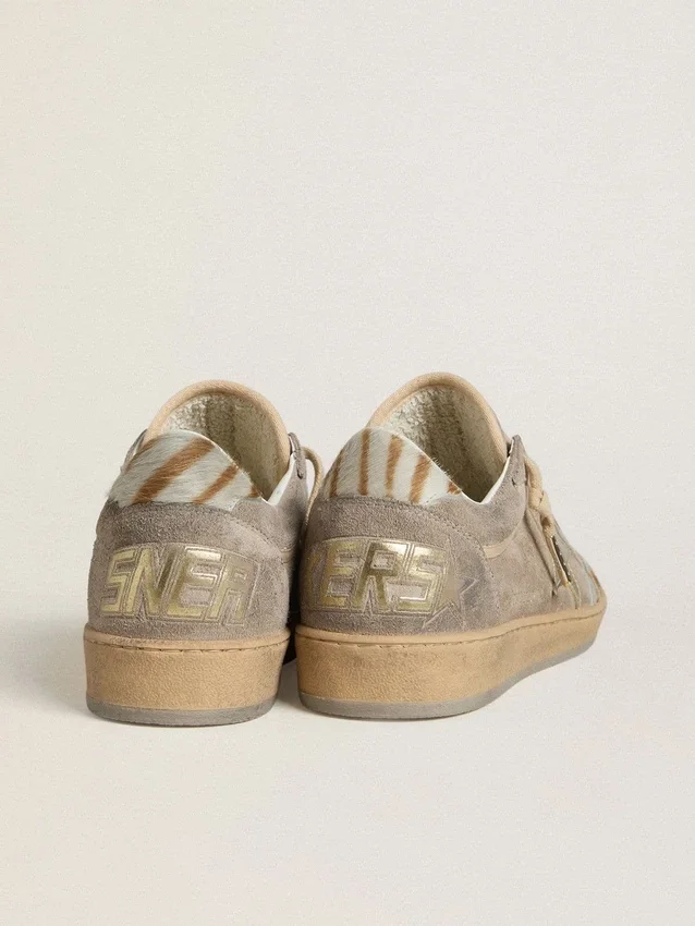 Ball Star LTD pour femme en daim avec étoile en cuir métallisé et languette de talon en peau de poney zébrée