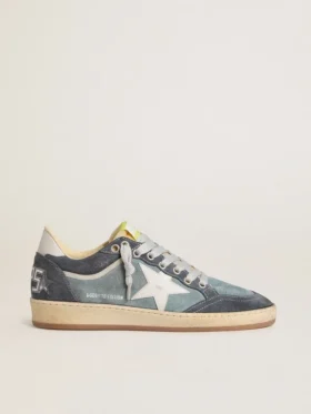 Ball Star LTD pour femme en daim bleu clair avec étoile et languette de talon en cuir blanc laiteux
