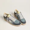 Ball Star LTD pour femme en daim bleu clair avec étoile et languette de talon en cuir blanc laiteux