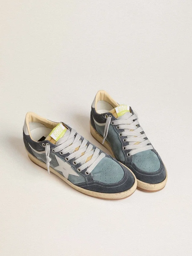 Ball Star LTD pour femme en daim bleu clair avec étoile et languette de talon en cuir blanc laiteux