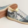 Ball Star LTD pour femme en daim bleu clair avec étoile et languette de talon en cuir blanc laiteux
