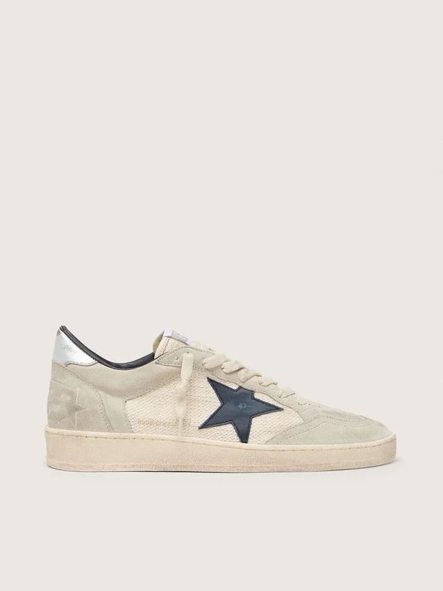 Ball Star LTD pour femme en daim gris avec étoile bleue et empiècements en crochet couleur crème
