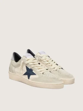 Ball Star LTD pour femme en daim gris avec étoile bleue et empiècements en crochet couleur crème