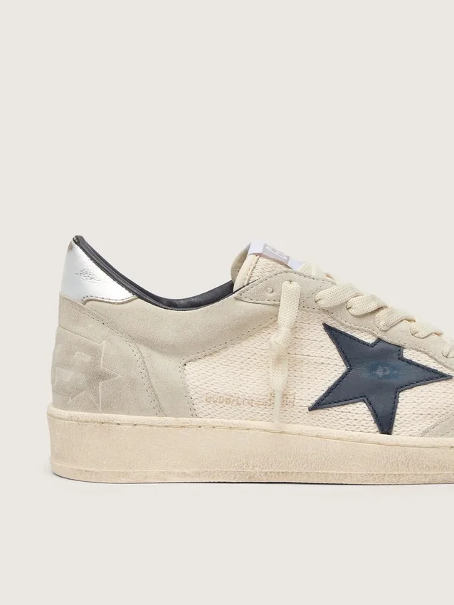 Ball Star LTD pour femme en daim gris avec étoile bleue et empiècements en crochet couleur crème
