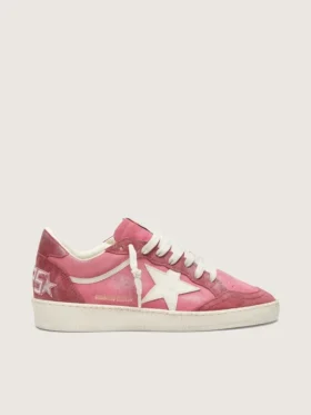 Ball Star LTD pour femme en daim rose avec étoile en cuir crème et empiècements en daim rouge