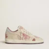 Ball Star LTD pour femme en daim rose et beige avec languette de talon en cuir gris perle