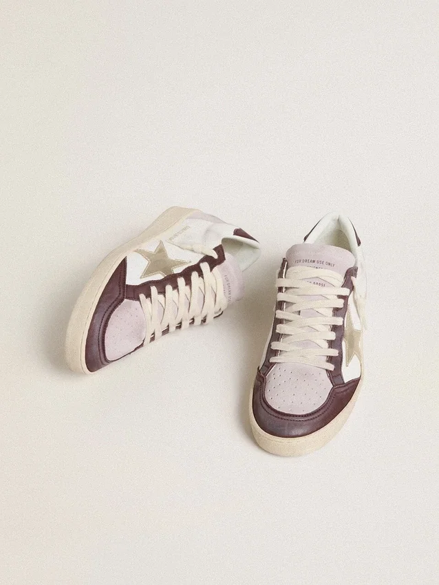 Ball Star LTD pour femme en nappa avec étoile en cuir à feuille de platine et languette de talon en cuir nubuck bordeaux