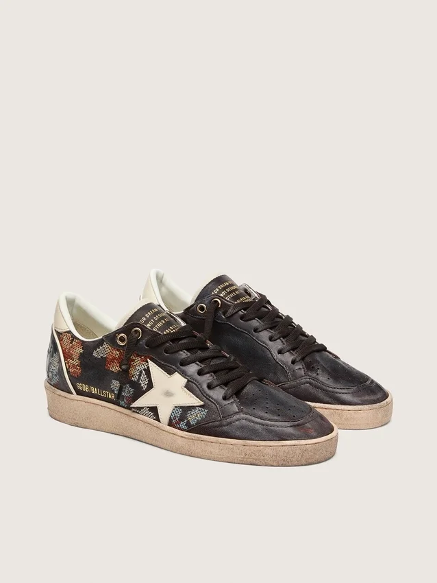 Ball Star LTD pour femme en nappa ébène avec broderies multicolores et étoile blanche