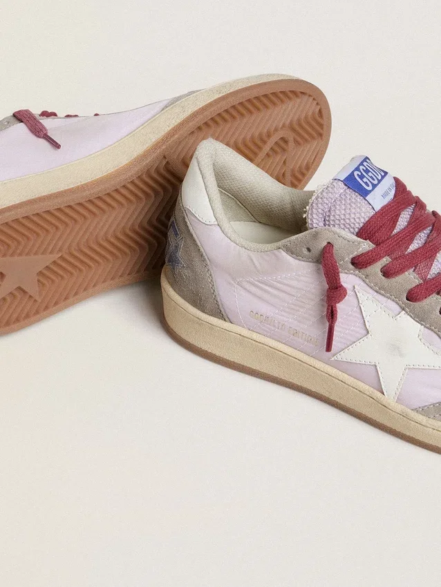 Ball Star LTD pour femme en nylon lilas avec étoile en cuir blanc et empiècements en daim