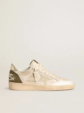 Ball Star LTD pour homme avec étoile en daim beige et languette de talon en cuir laminé platine