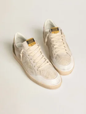 Ball Star LTD pour homme avec étoile en daim beige et languette de talon en cuir laminé platine