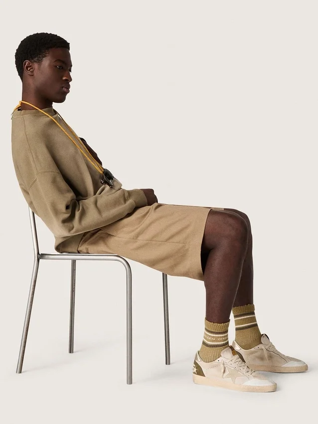 Ball Star LTD pour homme avec étoile en daim beige et languette de talon en cuir laminé platine