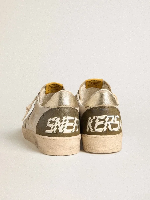 Ball Star LTD pour homme avec étoile en daim beige et languette de talon en cuir laminé platine