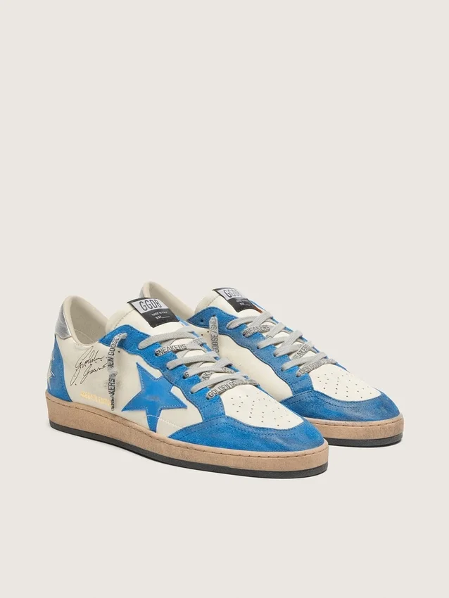 Ball Star LTD pour homme en cuir blanc avec étoile en cuir bleu clair