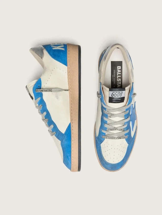 Ball Star LTD pour homme en cuir blanc avec étoile en cuir bleu clair