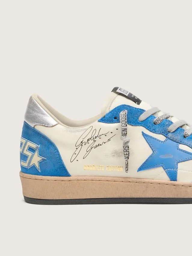 Ball Star LTD pour homme en cuir blanc avec étoile en cuir bleu clair