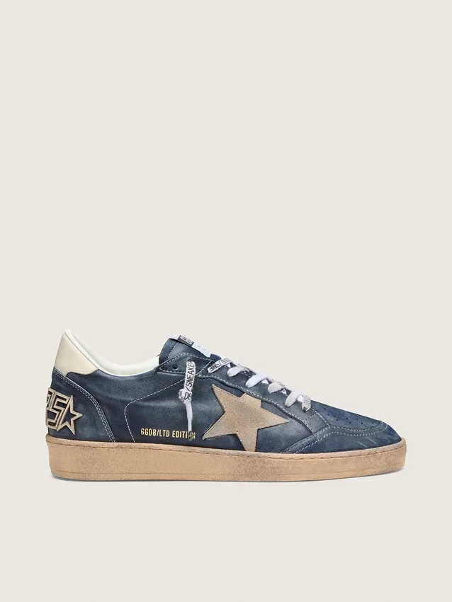 Ball Star LTD pour homme en cuir bleu foncé avec étoile en daim beige