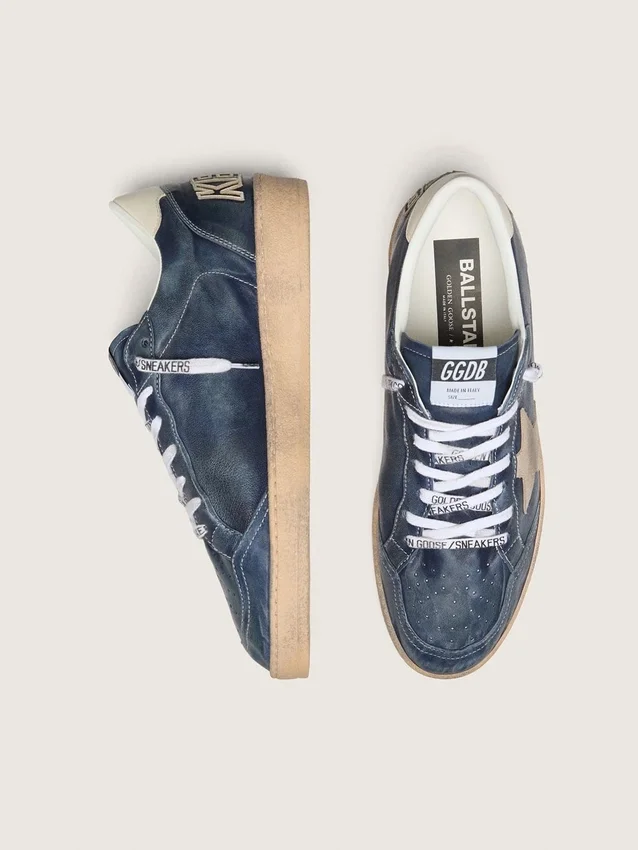Ball Star LTD pour homme en cuir bleu foncé avec étoile en daim beige